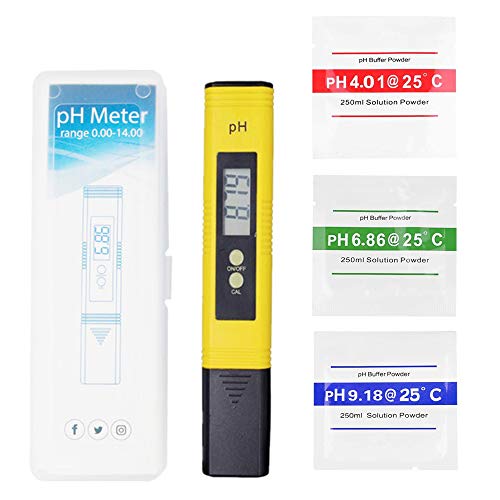 Pantalla Digital de Mano PH Tester, Calidad del Agua Medidor de Prueba con Rango de Medición de pH de 0-14 PH Medidor de Digital Portátil de Alta Precisión para Acuarios, piscinas, Auto Calibración