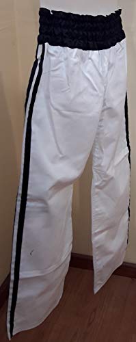 Pantalón de Full Contact Algodon (Blanco/Detalle Negro) 3 Tallas ... (M-1,70)