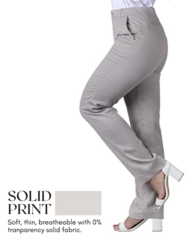 Pantalón de Vestir Mujer con Estampado Sólido. Pantalón Elegante con Tiro Medio, Corte Recto, Bolsillos para Trabajo, Oficina, Camarera, Dependiente. (93% Poliéster - 7% Elastano)