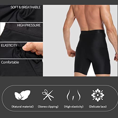 Pantalones Cortos de Control de la Barriga de Hombres, Pantalones de depilar de Cintura Alta Compresión Boxer Boder Codo sobre la Pierna Boxeador Boxeador Brinquinador de Cintura Pantalones Apretados