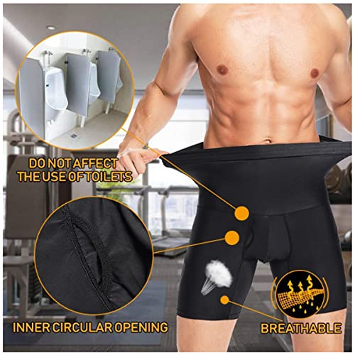 Pantalones Cortos de Control de la Barriga de Hombres, Pantalones de depilar de Cintura Alta Compresión Boxer Boder Codo sobre la Pierna Boxeador Boxeador Brinquinador de Cintura Pantalones Apretados