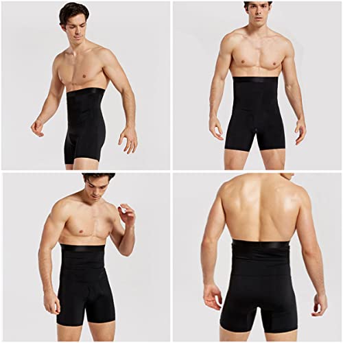 Pantalones Cortos de Control de la Barriga de Hombres, Pantalones de depilar de Cintura Alta Compresión Boxer Boder Codo sobre la Pierna Boxeador Boxeador Brinquinador de Cintura Pantalones Apretados