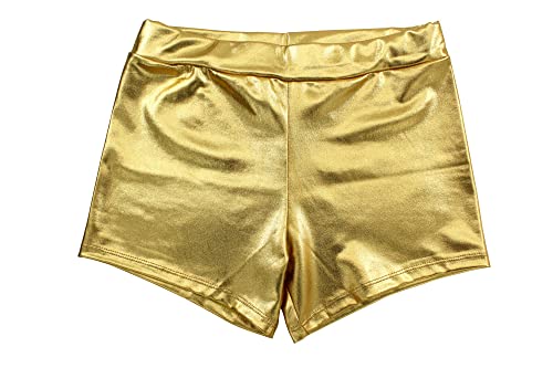 Pantalones Cortos Metálicos Brillante para Mujer, Culotte Sexy Mujer para Disfraces Baile Discoteca y Fiestas (M, Dorada)