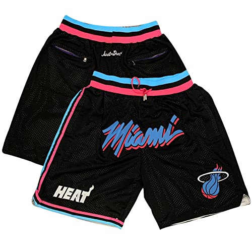 Pantalones De Baloncesto Miami Heat Pantalones Cortos Hombre Miami Heat City Edition Shorts de Secado rápido para Deportes al Aire Libre de Verano Miami Heat City Edition Shorts Negro S