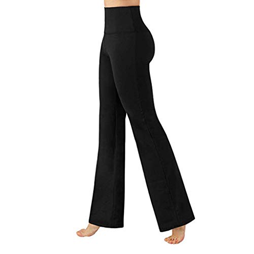 Pantalones Piratas de Yoga Bootcut para Mujer Cintura Alta Elásticos Pantalones Deportivos Hippies Suave Malla Reductores Pantalones de Piernas Anchas para Running Fitness Yoga y Pilates