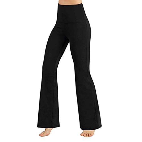 Pantalones Piratas de Yoga Bootcut para Mujer Cintura Alta Elásticos Pantalones Deportivos Hippies Suave Malla Reductores Pantalones de Piernas Anchas para Running Fitness Yoga y Pilates