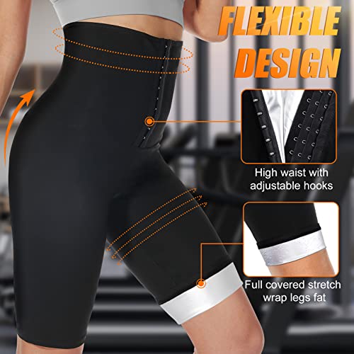 Pantalones Sauna Adelgazantes Mujer Corto Pantalón de Sudoración Cintura Alta Pantalon Efecto Sauna Ajustable Deporte Leggins Reductores Cortas Fuerte Compresión Térmica para Gym Fitness Jogging