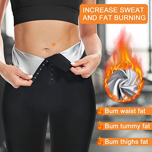 Pantalones Sauna Adelgazantes Mujer Corto Pantalón de Sudoración Cintura Alta Pantalon Efecto Sauna Ajustable Deporte Leggins Reductores Cortas Fuerte Compresión Térmica para Gym Fitness Jogging