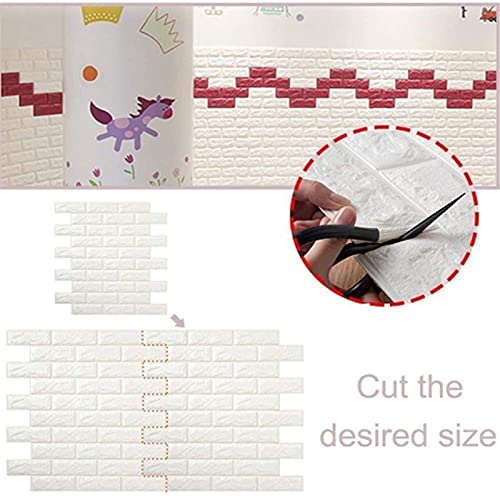 Papel Pintado 3D Ladrillo,10 Piezas PE de Espuma 3D Wallpaper, Autoadhesivo Grueso Impermeable DIY Pegatina de Pared Espuma 3D,para Salón Dormitorio Fondo de Pared Decoración Arte (35*38.5cm,Blanco)