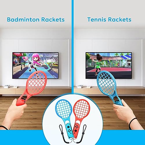 Paquete de 11 accesorios Switch Sports,accesorios para juegos Sports innoAura para Switch con raquetas de tenis, palos de golf, espadas, correa de muñeca, correa para la pierna para Switch/Switch OLED