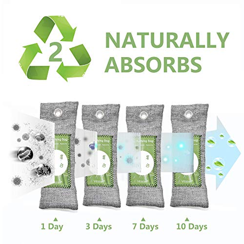 Paquete de 12 bolsas purificadoras de aire de carbón de bambú activado, absorben el olor, absorben la humedad, ambientador natural de coche, desodorizante de zapatos(6 x 50 g, 6 x 150 g)