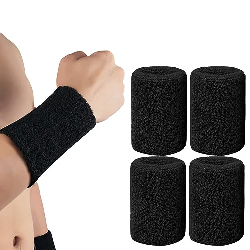 Paquete de 2 muñequeras Deportivas, Bandas para el Sudor, muñequeras elásticas, muñequeras absorbentes para Hombres, Mujeres, Tenis, Gimnasio, fútbol, ​​Baloncesto