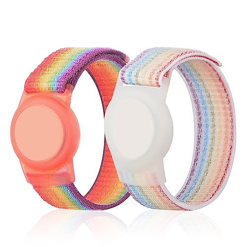 Paquete de 2 Pulsera Compatible con Airtag, Funda Protectora Ajustable Pulsera Antipérdida GPS Niños Antipérdida y Antiarañazos Protective para Airtag Tracker Posicionar Correas Localizador Niños