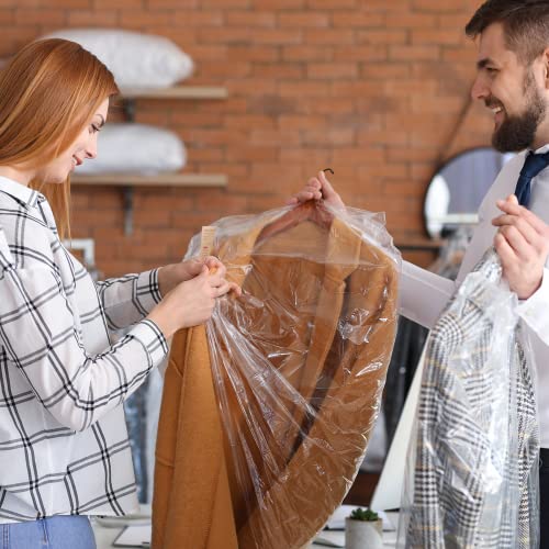 Paquete de 20 bolsas transparentes para ropa, bolsas de plástico para ropa, bolsas para colgar ropa, a prueba de polvo, protección para ropa, bolsas de tintorería para chaquetas, camisas (60x90cm)