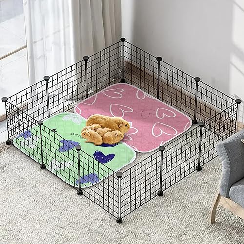 Paquete de 4 forros de jaula de cobayas, ropa de cama reutilizable, rápida absorción, impermeable, almohadillas lavables y secadas al aire para animales pequeños, mascotas, gatos, hámster, conejos, 35