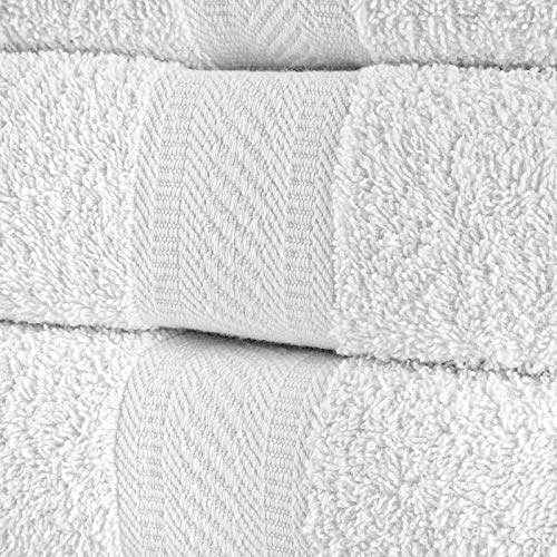 Paquete de 4 Toallas de baño Sweet Needle, Grandes, Blancas, (70 x 140 cm), 500 g/m², 100% algodón, lujosas, ultrasuaves, Calidad de Hotel, Muy absorbentes para baño, Ducha, Playa y Uso Diario