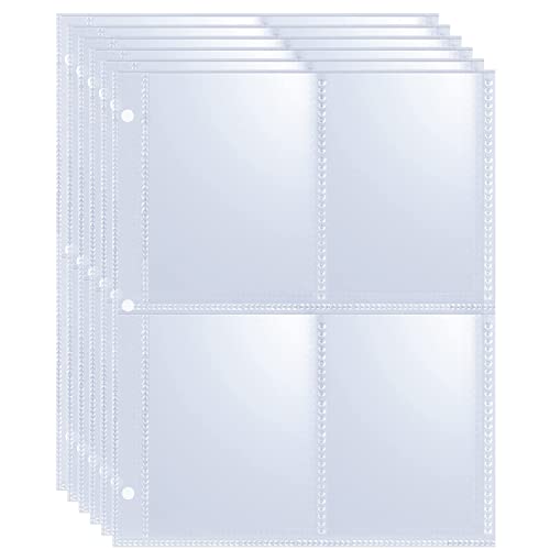 Paquete de 50 Fundas de 400 Bolsillos Para Cartas Coleccionables de 64x89 mm, Protector de Páginas de Doble Cara y 4 Bolsillos (2,5x3,5"), Hojas Ultra Transparentes Para Carpetas de 3 Anillas A5 Mini