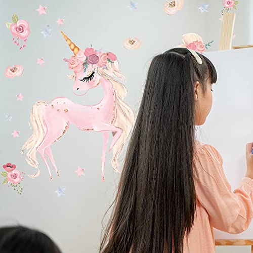 Paquete pegatinas de pared de bailarina rosa Unicornio pegatinas de pared para niñas y Jardín pegatinas decorativas para pared habitación de niñas habitación baby sala de estar de jardín de infantes