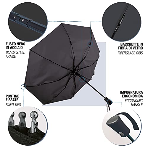 Paraguas Mujer Plegable Antiviento - Paraguas Plegable Hombre Prueba de Viento - Paraguas Pequeño Tamaño Grande con Apertura y Cierre Automáticos - Sombrilla Lluvia Portátil - Diámetro 100 cm (Negro)