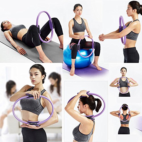 Paramount City - Anillo de yoga de 38 cm con doble asa para entrenamiento de resistencia y fuerza, ejercicio, tonificación, fitness, morado