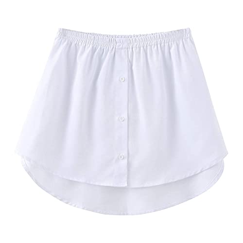 Parte superior inferior ajustable con capas para mujer, Extensores de Camisa Falsa Mujer Falda Falsa Camisa Bajo Capas Falsas Ajustables Camisa Falda Falsa de Barrido Inferior (Blanco)