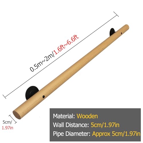 Pasamanos Barandilla de escalera antideslizante de madera, Barandilla de Madera de Seguridad para Niños para interiores al aire libre Loft, Grueso Robusto Durable Kit completo de barandilla de escaler