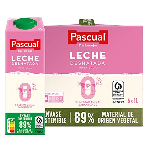 Pascual, Leche Desnatada Bienestar Animal, 6 x 1L