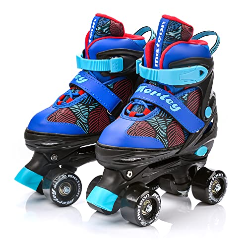 Patines 4 Ruedas Ajustable Disco Roler Skate Patines en Paralelo Retro Quad Skate Patines para Niños Adolescentes y Adultos tamaño Ajustable del Zapato (M 35-38, MERLEY)