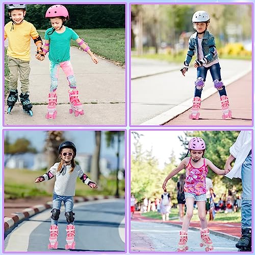 Patines de Niñas para Niños Principiantes, 4 Tamaños Ajustables Patines con Ruedas Luminosas para Niñas Pequeñas (Medium, Rosa)