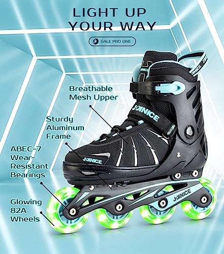 Patines en línea Profesionales con tecnología patentada NiceFit, 8 Tallas Ajustables, Parte Superior de Malla Transpirable con Ruedas iluminadas