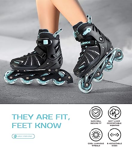 Patines en línea Profesionales con tecnología patentada NiceFit, 8 Tallas Ajustables, Parte Superior de Malla Transpirable con Ruedas iluminadas