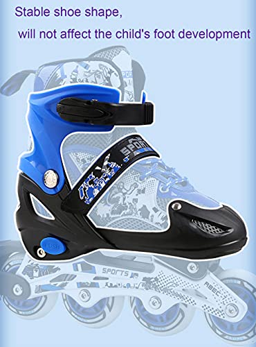 Patines en línea Señoras Infantiles para los niños Ajustable Flash Único Patines Línea Regalos para niños Niños Adultos Patines / Patines Beneficios saludables de Patinaje-Blanco_M (33-37)