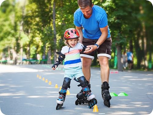 Patines Línea Ajustables para Niños Jouvenes y Adolescentes Mujer y Hombre Patines de Linea con ABEC7 - Forro Interior - Tamaño Ajustable (L, Invert Orange)