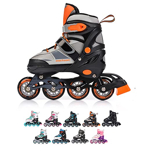 Patines Línea Ajustables para Niños Jouvenes y Adolescentes Mujer y Hombre Patines de Linea con ABEC7 - Forro Interior - Tamaño Ajustable (L, Invert Orange)