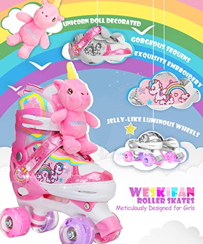 Patines Muñeca Unicornio para Niñas Patines Ajustables Patines 4 Ruedas con Luminación LED para Niñas Niños Principiantes Regalo de cumpleaños Navidad