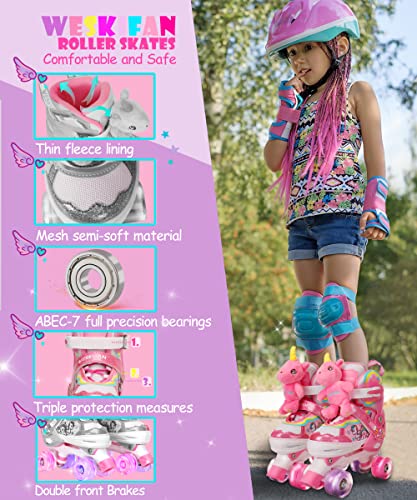 Patines Muñeca Unicornio para Niñas Patines Ajustables Patines 4 Ruedas con Luminación LED para Niñas Niños Principiantes Regalo de cumpleaños Navidad