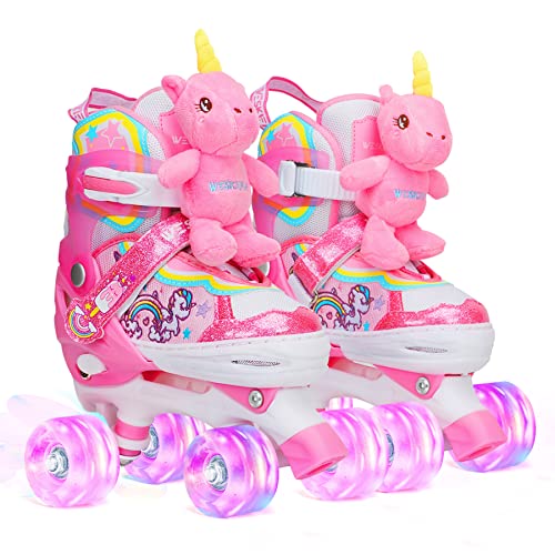 Patines Muñeca Unicornio para Niñas Patines Ajustables Patines 4 Ruedas con Luminación LED para Niñas Niños Principiantes Regalo de cumpleaños Navidad