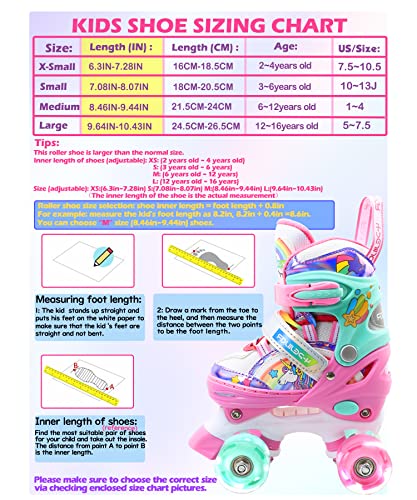 Patines Unicornio para Niños Patines Roller Quad Ajustables con Ruedas Luminosas para Niñas y Niños Principiantes