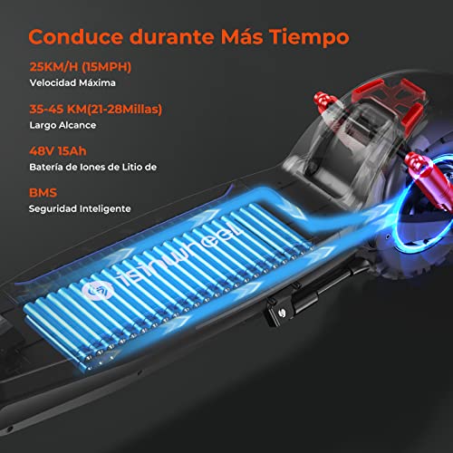 Patinete Eléctrico GT2-800W Motor, Autonomía 50 km, Doble Suspensión, Patinete Eléctrico Adulto Plegable 11", Carga 150kg