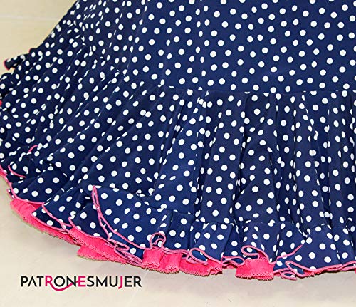 Patrón de costura vestido flamenca mujer de Nejas con vuelo para hacerlo tú misma. Tutorial en vídeo para ayudarte a realizarlo. Talla 36 a la 52. Patrón multitalla en papel.…