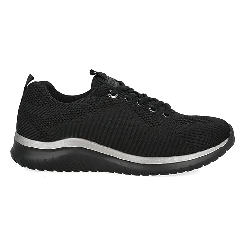 PAYMA - Zapatillas Sneakers Deportivas Mujer. Tela Malla Transpirable. Memory Foam. Tenis Gimnasio, Deporte, Casual y Caminar. Cordones. Color: Negro Cordones. Talla: EU 40