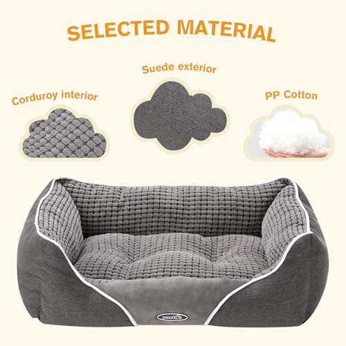 Pecute Cama Perros, Cesta Gatos, Cama para Mascotas con cojín, Disponible en ambos lados, Gris, S 53*43*18cm