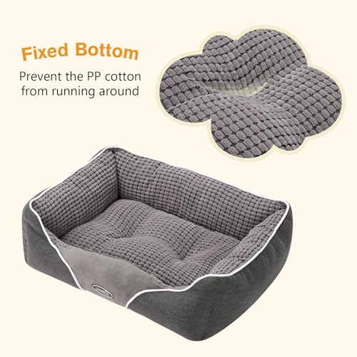 Pecute Cama Perros, Cesta Gatos, Cama para Mascotas con cojín, Disponible en ambos lados, Gris, S 53*43*18cm