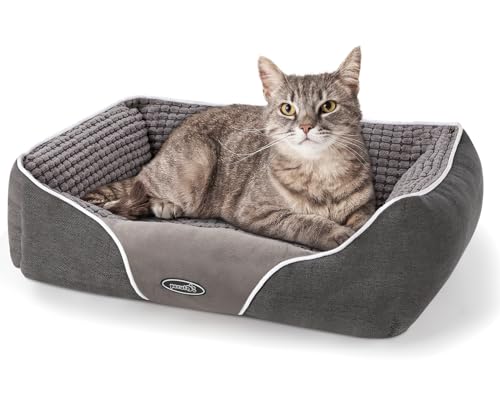 Pecute Cama Perros, Cesta Gatos, Cama para Mascotas con cojín, Disponible en ambos lados, Gris, S 53*43*18cm