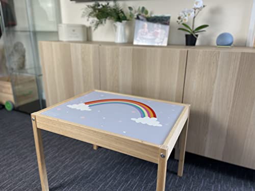 Pegatina para mesa de niños con fácil limpieza solo compatible con IKEA Latt Table (arco iris)