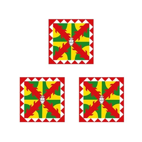 Pegatinas Bandera Huesca Pack 3 unidades | Para Pegar en cualquier Material | Portatil Libreta Libros Botella Termo Maleta Muebles Nevera | 5,5 x 5,5 cm