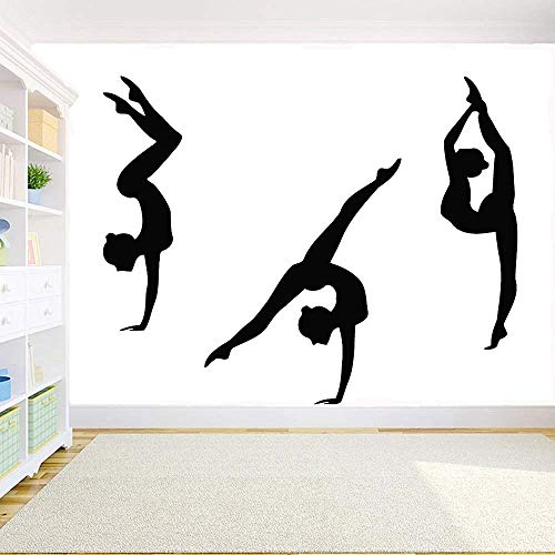 Pegatinas De Pared De Gimnastas Decoración De Fitness 3 Chicas Deportes Gimnasia Rítmica Calcomanías De Pared Calcomanías De Vinilo Decoración De Dormitorio De Niñas Papel Tapiz 72X57Cm