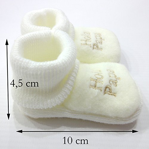 PEKITAS Pack 2 Pares Bebe Niña Patucos Zapatos Con Letras Bordadas 80% Acrílico 20% Algodón 0 a 3 Meses