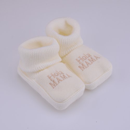 PEKITAS Pack 2 Pares Bebe Niña Patucos Zapatos Con Letras Bordadas 80% Acrílico 20% Algodón 0 a 3 Meses