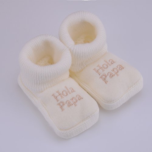 PEKITAS Pack 2 Pares Bebe Niña Patucos Zapatos Con Letras Bordadas 80% Acrílico 20% Algodón 0 a 3 Meses